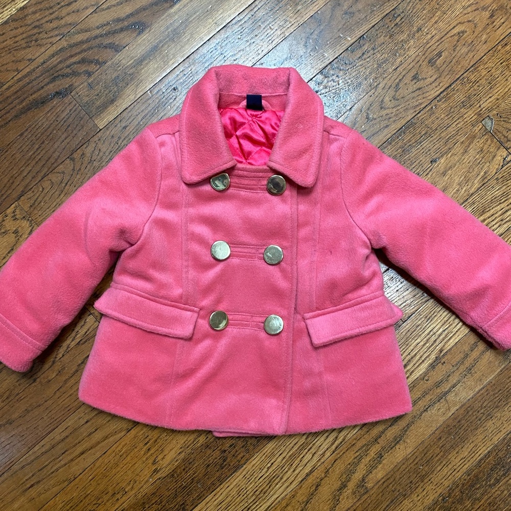 Baby Gap pink toddler Pea Coat size 18-24m